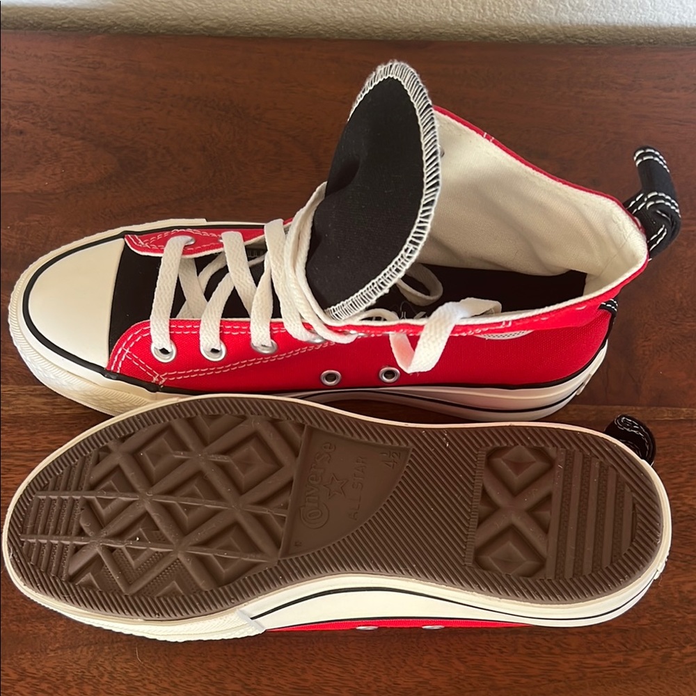 Converse Red and White Low-Top Sneakers with Canvas Upper